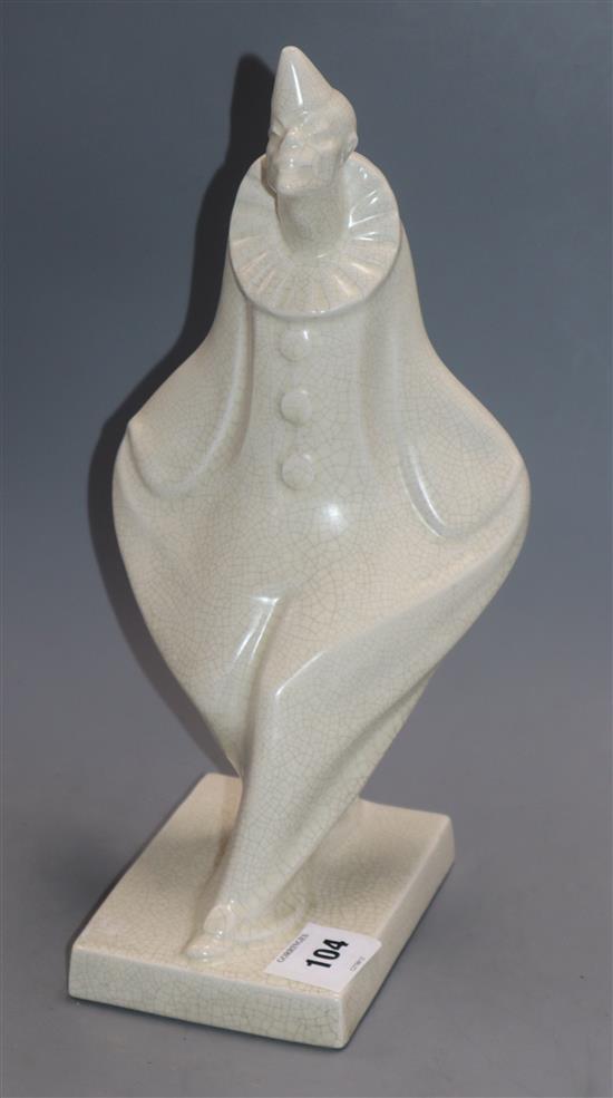 A French Orchies Art Deco pottery figure, Pierrot height 35cm